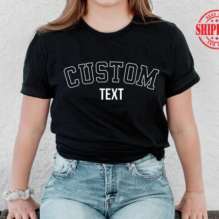 Personalised Text Printed Shirt, Custom Double Text T-Shirt, Comfy Fitted Adults Tops, Choose Your Words Shirt, Memorial Gift for Loved Ones