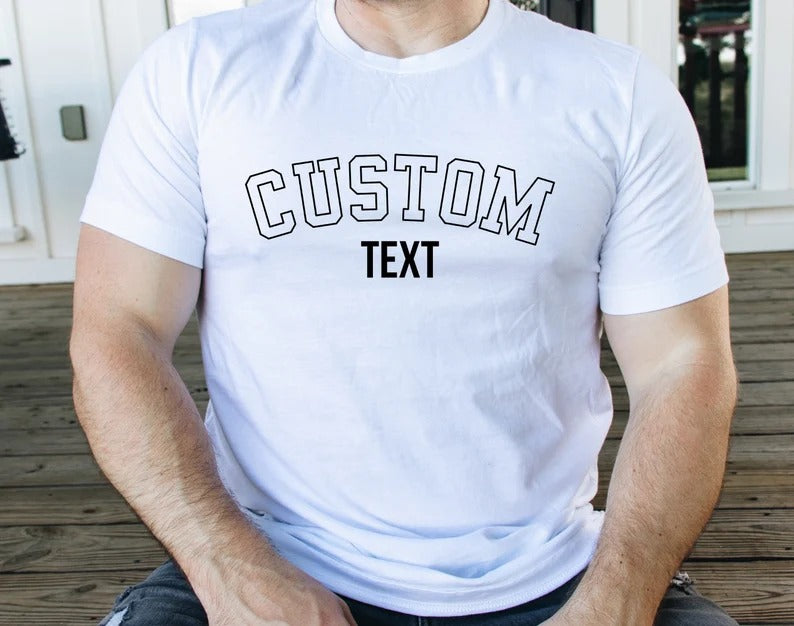 Personalised Text Printed Shirt, Custom Double Text T-Shirt, Comfy Fitted Adults Tops, Choose Your Words Shirt, Memorial Gift for Loved Ones