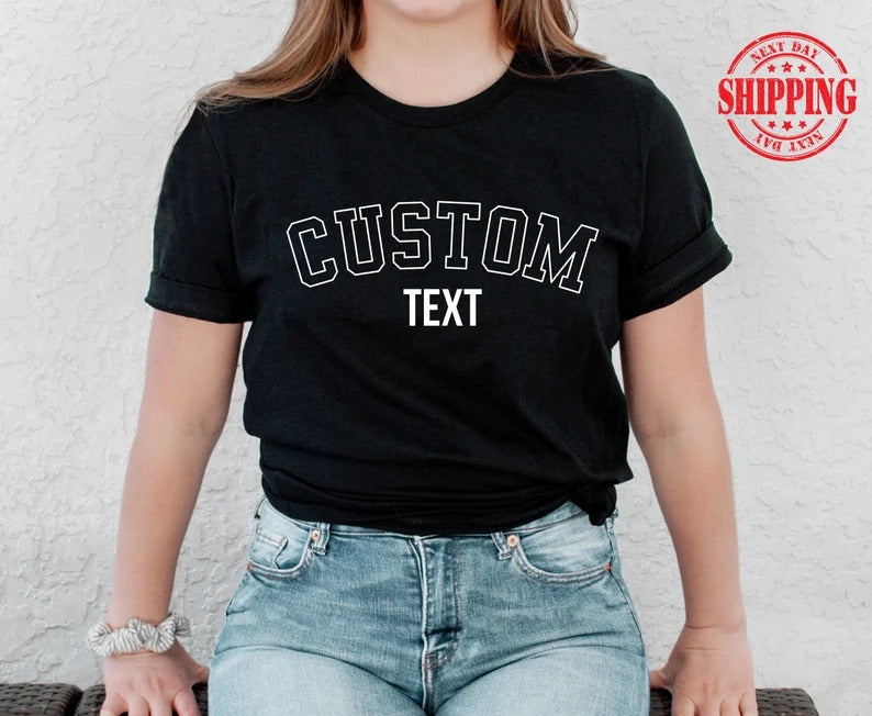 Personalised Text Printed Shirt, Custom Double Text T-Shirt, Comfy Fitted Adults Tops, Choose Your Words Shirt, Memorial Gift for Loved Ones