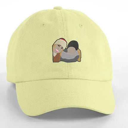 Personalised Couple Photo Portrait Hat, Embroidered Drawing Sketch from Photo Hat, Custom Comfy Baseball Cap, Best Anniversary Gift for Him