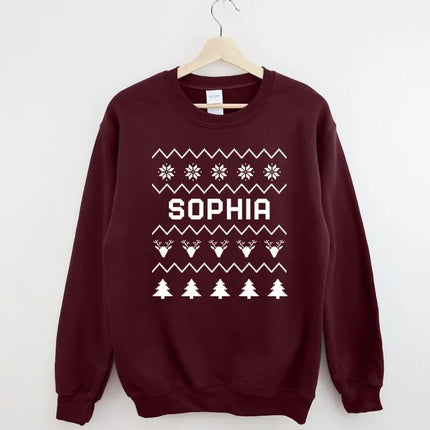 Personalised Christmas Sweatshirt, Custom Name Printed Xmas Jumper, Christmas Couple Matching Sweater, Xmas Party Adults Top, Christmas Gift.