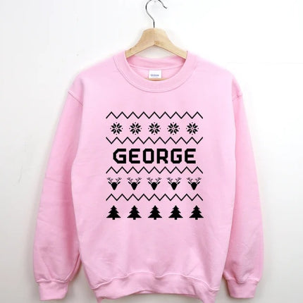 Personalised Christmas Sweatshirt, Custom Name Printed Xmas Jumper, Christmas Couple Matching Sweater, Xmas Party Adults Top, Christmas Gift.