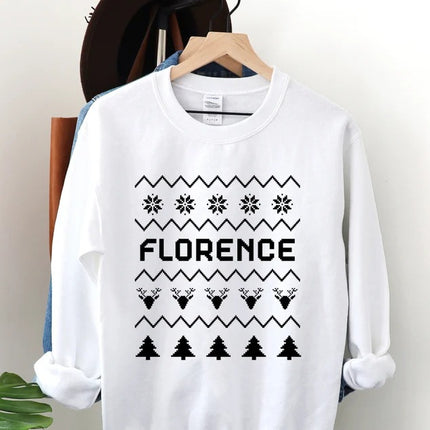 Personalised Christmas Sweatshirt, Custom Name Printed Xmas Jumper, Christmas Couple Matching Sweater, Xmas Party Adults Top, Christmas Gift.