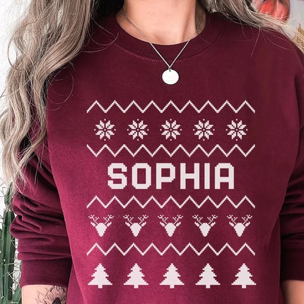 Personalised Christmas Sweatshirt, Custom Name Printed Xmas Jumper, Christmas Couple Matching Sweater, Xmas Party Adults Top, Christmas Gift.