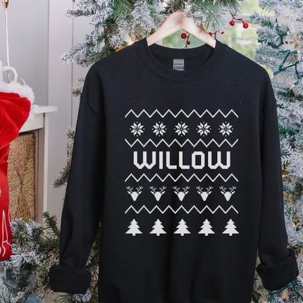 Personalised Christmas Sweatshirt, Custom Name Printed Xmas Jumper, Christmas Couple Matching Sweater, Xmas Party Adults Top, Christmas Gift.