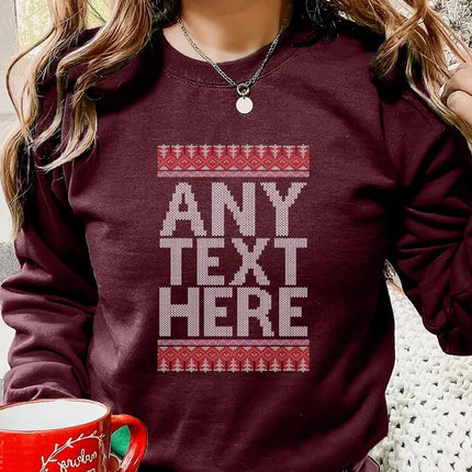 Custom Any Text Christmas Sweatshirt, Name & Text Printed Xmas Sweater, Christmas Holidays Matching Jumper, Comfy Family Matching Outfits