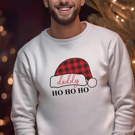 Christmas Santa Hat Sweatshirt, Custom Name Ho Ho Ho Xmas Jumper, Christmas Family Matching Sweatshirt, Personalised Xmas Eve Clothing