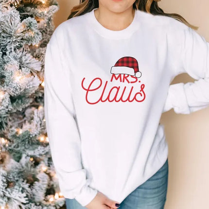 Mr. & Mrs. Clause Santa Sweatshirt, Christmas Couple Matching Printed Sweater, Personalised Husband Wife Xmas Jumper, Christmas Eve Outfits