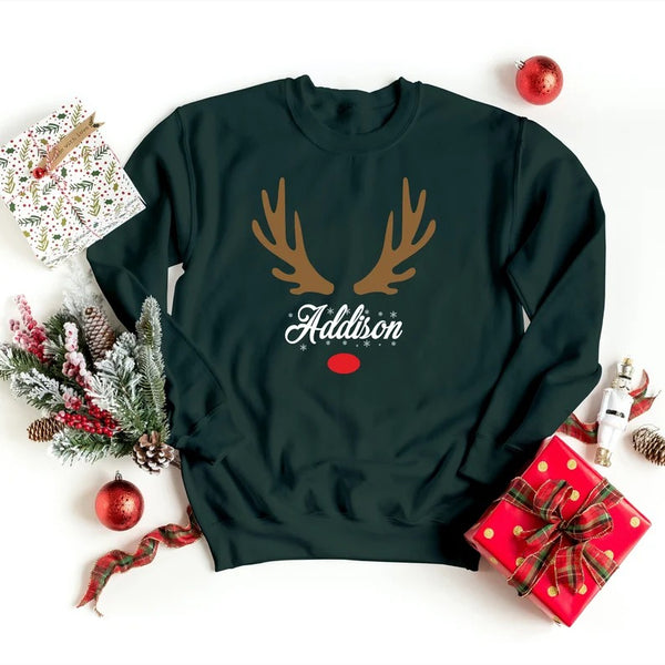 Custom Christmas Sweatshirt, Personalised Name Family Matching Sweater, Christmas Monogram Printed Jumper, Christmas Eve Party Comfy Outfits