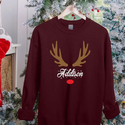 Custom Christmas Sweatshirt, Personalised Name Family Matching Sweater, Christmas Monogram Printed Jumper, Christmas Eve Party Comfy Outfits