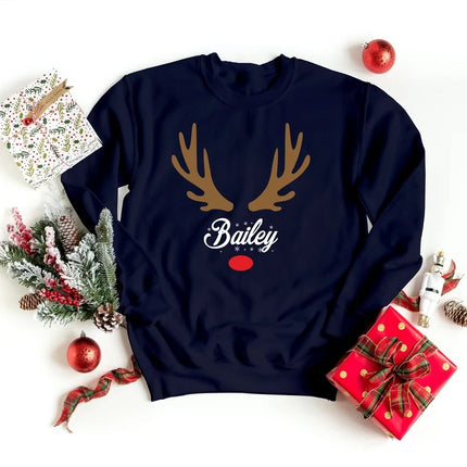 Custom Christmas Sweatshirt, Personalised Name Family Matching Sweater, Christmas Monogram Printed Jumper, Christmas Eve Party Comfy Outfits