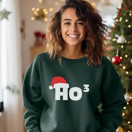 Christmas Santa Hat Printed Sweatshirt, Ho Ho Ho3 Crewneck Xmas Sweatshirt, Christmas Family Matching Jumper, Xmas Party Funny Ho3 Outfits