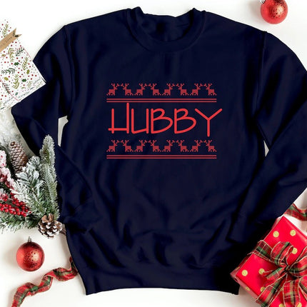 Christmas Couple Matching Sweatshirt, Wifey Hubby Xmas Holidays Sweater, Husband Wife Xmas Printed Jumper, Mr and Mrs 1st Christmas Gifts