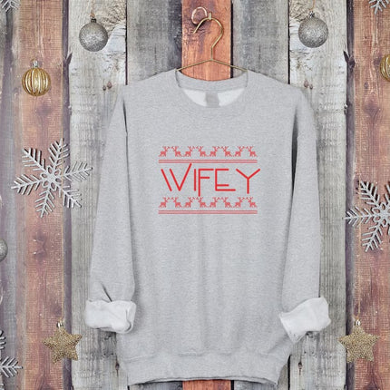 Christmas Couple Matching Sweatshirt, Wifey Hubby Xmas Holidays Sweater, Husband Wife Xmas Printed Jumper, Mr and Mrs 1st Christmas Gifts