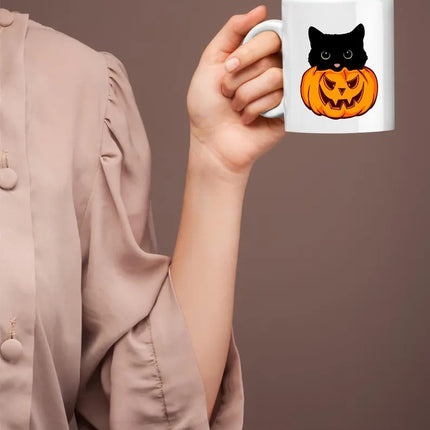 Cute Halloween Cat Printed Mugs, Cat Sneaking Halloween Pumpkin Coffee Mugs, Halloween Party Mug, Ice Coffee Mugs, Cat Lovers Halloween Gift