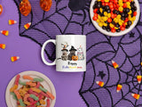 Happy Hallo Thanksmas Halloween Mugs, Witchy Cats Halloween Coffee Mugs, Vintage Cats Halloween Ceramic Tea Cups, Fall Mugs, Halloween Gifts