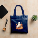 Halloween Ghost Tote Bags, Thanksgiving Pumpkins Spooky Printed Tote Bags, Halloween Shopping Bag, Spooky Cute Ghost Canvas Halloween Bags