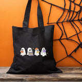 Halloween Floral Ghosts Tote Bags, Cute Halloween Ghosts Printed Bags, Spooky Season Bags, Cotton Shopping Tote Bags, Halloween Gift for Her