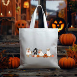 Halloween Ghost Dogs Tote Bag, Golden Retriever Dogs Printed Bag, Cotton Shopping Bags, Stay Spooky Tote Bag, Totes for Her, Halloween Gifts