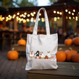 Halloween Ghost Dogs Tote Bag, Golden Retriever Dogs Printed Bag, Cotton Shopping Bags, Stay Spooky Tote Bag, Totes for Her, Halloween Gifts