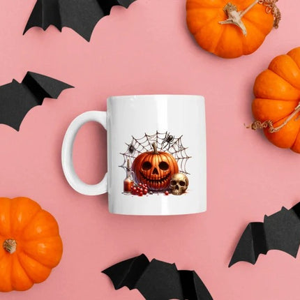 Vintage Pumpkin Mugs, Creepy Halloween Pumpkin Printed Coffee Mug, Scary Halloween Ceramic Cups, Fall Ice Coffee Mugs, Halloween Party Gifts
