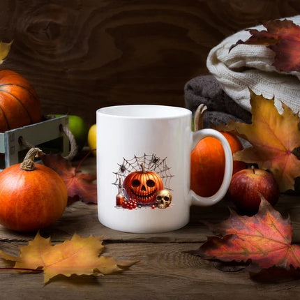 Vintage Pumpkin Mugs, Creepy Halloween Pumpkin Printed Coffee Mug, Scary Halloween Ceramic Cups, Fall Ice Coffee Mugs, Halloween Party Gifts