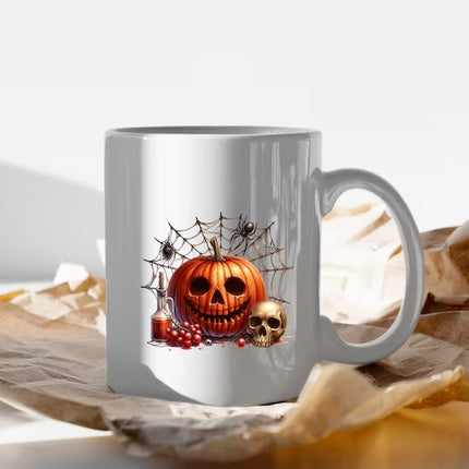 Vintage Pumpkin Mugs, Creepy Halloween Pumpkin Printed Coffee Mug, Scary Halloween Ceramic Cups, Fall Ice Coffee Mugs, Halloween Party Gifts