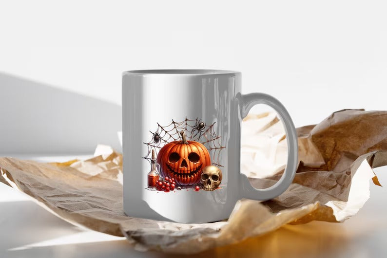 Vintage Pumpkin Mugs, Creepy Halloween Pumpkin Printed Coffee Mug, Scary Halloween Ceramic Cups, Fall Ice Coffee Mugs, Halloween Party Gifts