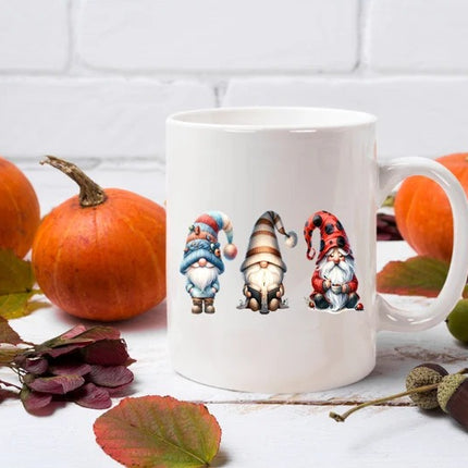Gnome Halloween Printed Mugs, Cute Halloween Gnomes Trio Tea Mug, Gnome Lover Halloween Cups, Spooky Season Fall Coffee Mugs, Halloween Gift