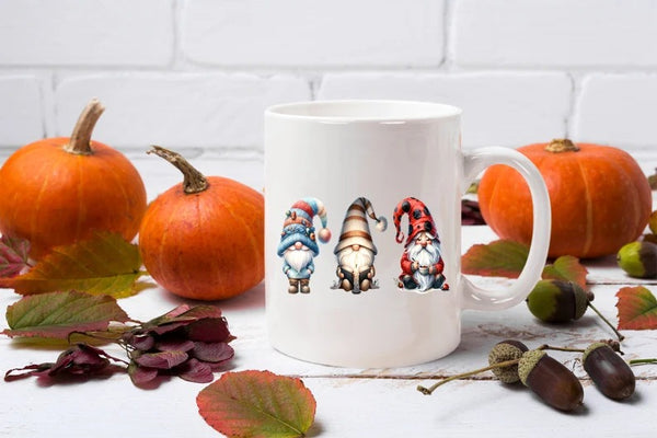 Gnome Halloween Printed Mugs, Cute Halloween Gnomes Trio Tea Mug, Gnome Lover Halloween Cups, Spooky Season Fall Coffee Mugs, Halloween Gift