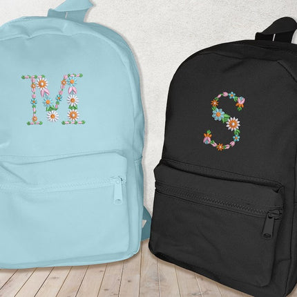 Custom Embroidered Initials Floral Backpacks, Personalised Flower Letters Mini Backpacks, Toddlers Backpack, Girls Bag, Back to School Gifts