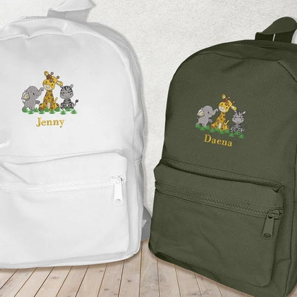 Personalised Kids School Backpack, Custom Name Embroidered Mini Backpack, Cute Safari Animals Backpack, Comfort Colors Kids Bag, School Gift