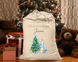 Personalised Christmas Santa Sack, Cute Rabbit Printed Christmas Sack Bags, Custom Name Christmas Stocking Storage Bags, Christmas Eve Gifts