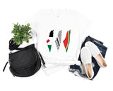 Palestine Flag Printed T-Shirt, Palestine Map Designs Tee Shirt, Muslims Solidarity Comfort Tops, Palestine Watermelon Flag V-Neck Tees