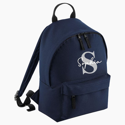 Personalised Name & Initial Backpack Set, Back to School Kids Bags, Lunch Bag Water Bottle and Pencil Case PE Bag Set, School Starters Gifts