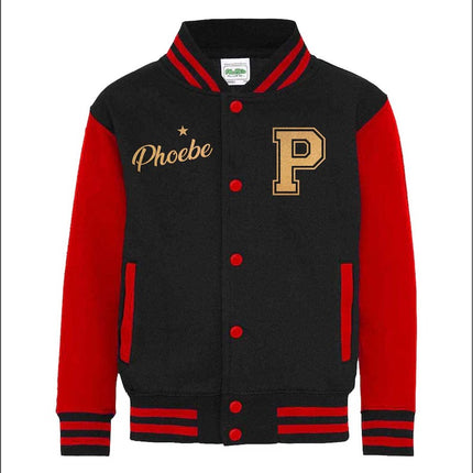 Personalised Kids Name & Initial Jacket, Custom Kids Varsity Jacket, Baseball Style Boys Girls School Jacket, Kids and Toddlers Sports Gifts