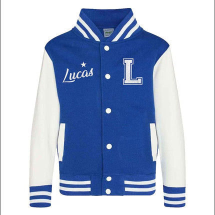 Personalised Kids Name & Initial Jacket, Custom Kids Varsity Jacket, Baseball Style Boys Girls School Jacket, Kids and Toddlers Sports Gifts