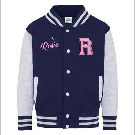 Personalised Kids Name & Initial Jacket, Custom Kids Varsity Jacket, Baseball Style Boys Girls School Jacket, Kids and Toddlers Sports Gifts