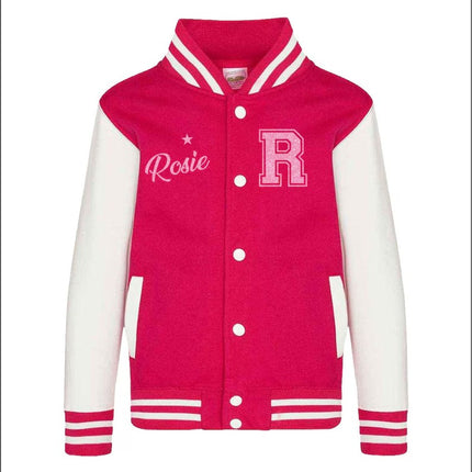 Personalised Kids Name & Initial Jacket, Custom Kids Varsity Jacket, Baseball Style Boys Girls School Jacket, Kids and Toddlers Sports Gifts