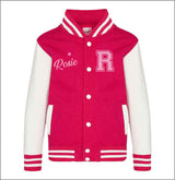 Personalised Kids Name & Initial Jacket, Custom Kids Varsity Jacket, Baseball Style Boys Girls School Jacket, Kids and Toddlers Sports Gifts