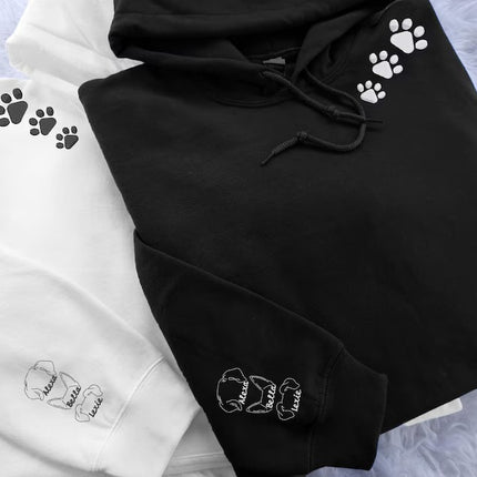 Embroidered Dog Hoodie, Personalised Pet Names and Ears on Sleeve Jumper, Dog Mom Hoodies, Birthday Presents, Dog Lovers Hooded Sweatshirts