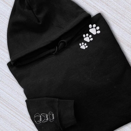 Embroidered Dog Hoodie, Personalised Pet Names and Ears on Sleeve Jumper, Dog Mom Hoodies, Birthday Presents, Dog Lovers Hooded Sweatshirts