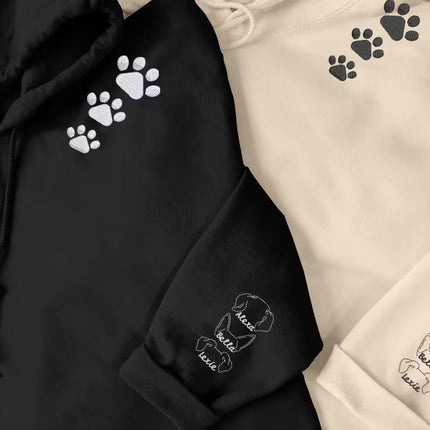Embroidered Dog Hoodie, Personalised Pet Names and Ears on Sleeve Jumper, Dog Mom Hoodies, Birthday Presents, Dog Lovers Hooded Sweatshirts