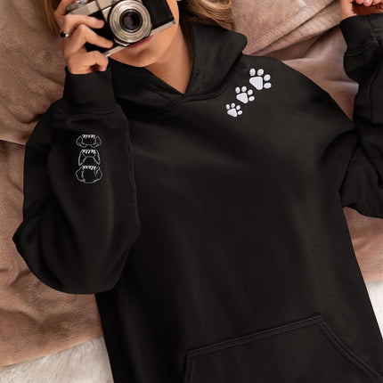 Embroidered Dog Hoodie, Personalised Pet Names and Ears on Sleeve Jumper, Dog Mom Hoodies, Birthday Presents, Dog Lovers Hooded Sweatshirts