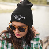 Custom Text Embroidered Beanies, Personalised Name/Text Beanie Hat, Your Text Winter Workwear Hat, Christmas Gift for Her