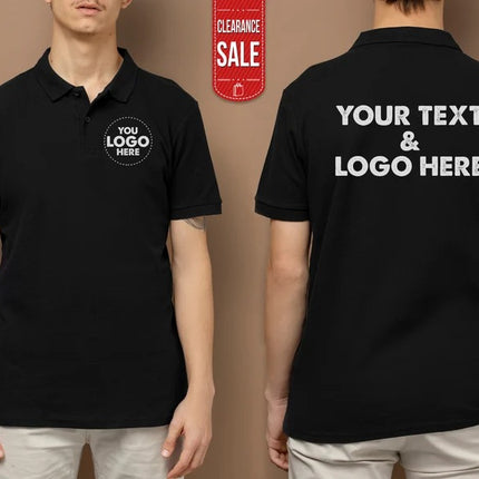 Custom Polo Shirts, Personalized Logo/Text Front Back Printed Polos, Company Logo Tees, Small Business Tops, Gift for Golfer, Clearance Sale