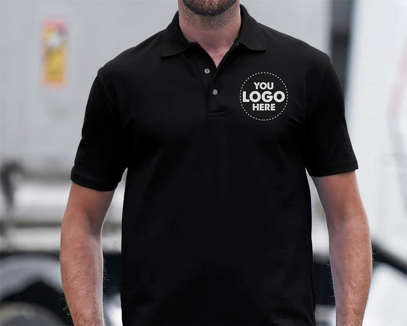 Custom Polo Shirts, Personalized Logo/Text Front Back Printed Polos, Company Logo Tees, Small Business Tops, Gift for Golfer, Clearance Sale