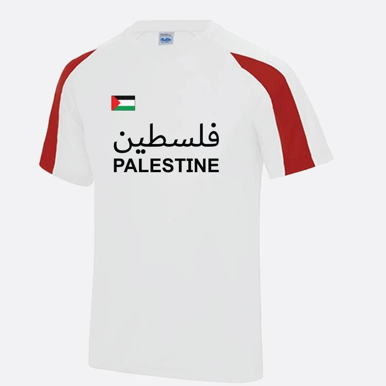 Palestine Flag Football Shirt, Palestine Arabic Name Printed T Shirt, Palestine Football Lover Tee Tops, Fully Polyester Shirt, Muslims Gift