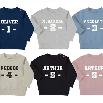 Custom Name Age Sweater, Personalized Jumper for New Born Babies Kids, Unique Baby Shower 1st Birthday Gift, Custom Text Toddler Clothing