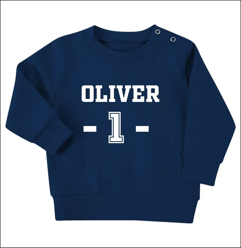 Custom Name Age Sweater, Personalized Jumper for New Born Babies Kids, Unique Baby Shower 1st Birthday Gift, Custom Text Toddler Clothing